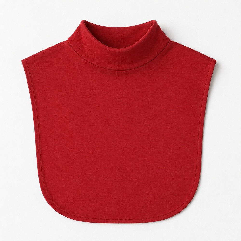 Red Mock Turtleneck Dickey Detachable Faux Collar Layering Accessory